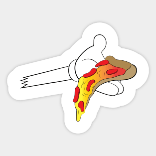 Mouse Cartoon Hands Holding Pizza slice Sticker